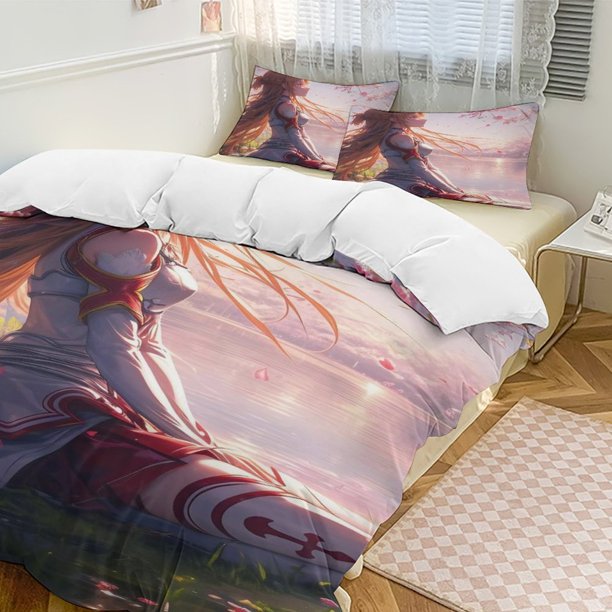 Sword Art Online Anime Home Bed 3-piece Set Classic Japanese Anime Polyester Wash Student Dormitory Set