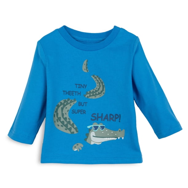 Polera Bebé Niño Manga Larga Estampado Cocodrilo Azulino Pillin