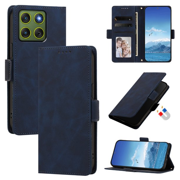Funda Billetera Delgada para Motorola Edge 70 5G con Ranuras y Soporte Azul oscuro