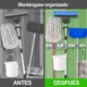 thumbnail image 2 of Organizador de porta escobas, soporte de pared de acero inoxidable, trapeadores de pared, 3 porta escobas, 4 ganchos para trapeadores, guantes y cepillos., 2 of 5