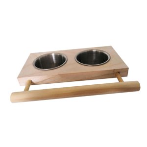 Ioensy - Plato De Alimentación Para Pájaros, Cuenco Para Comida De Loros, Soporte De Percha De Madera, Soporte De Abrazadera