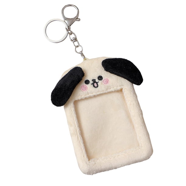 Portatarjetas De Felpa Portátil Llavero Funda De Protección Para Monedero Bolso Perro Con Risa