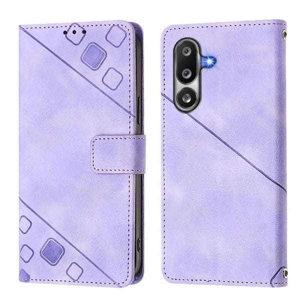 Funda Cartera para Samsung Galaxy M36 con Soporte y Ranuras, Resistente a Golpes y Rayones Morado