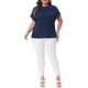 thumbnail image 2 of Agnes Orinda Blusas Casuales de Manga Corta con Cuello Redondo Texturizado para Mujer de Talla Grande 4X Azul Marino, 2 of 6
