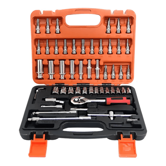 Caja Herramientas Set Kit Juego Dados Chicharra Llaves Corona 53 Piezas Tecnopro