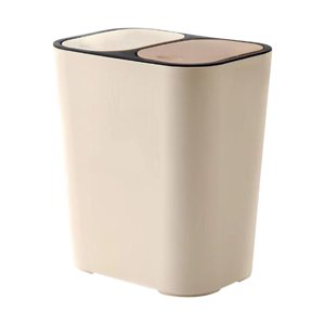 Magideal - Separación Seca Y Húmeda Cubo De Basura Cubos De Basura Domésticos 2 Compartimentos Diseño Elegante Papelera De Oficina Para Lavandería, Vehículos Rec Beige