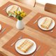 thumbnail image 2 of Juego de 6 elegantes manteles individuales de cuero para decoración de mesa de comedor de cocina - Resistentes al calor y elegantes manteles naranjas amarillos de 16.9x11.8 pulgadas, 2 of 6