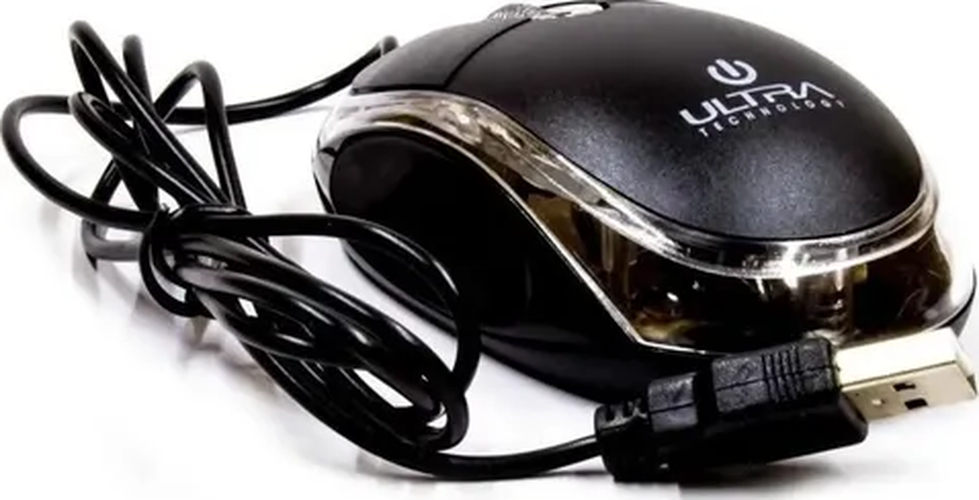 Genérico - Mouse Óptico Usb Transparente Ultra Negro