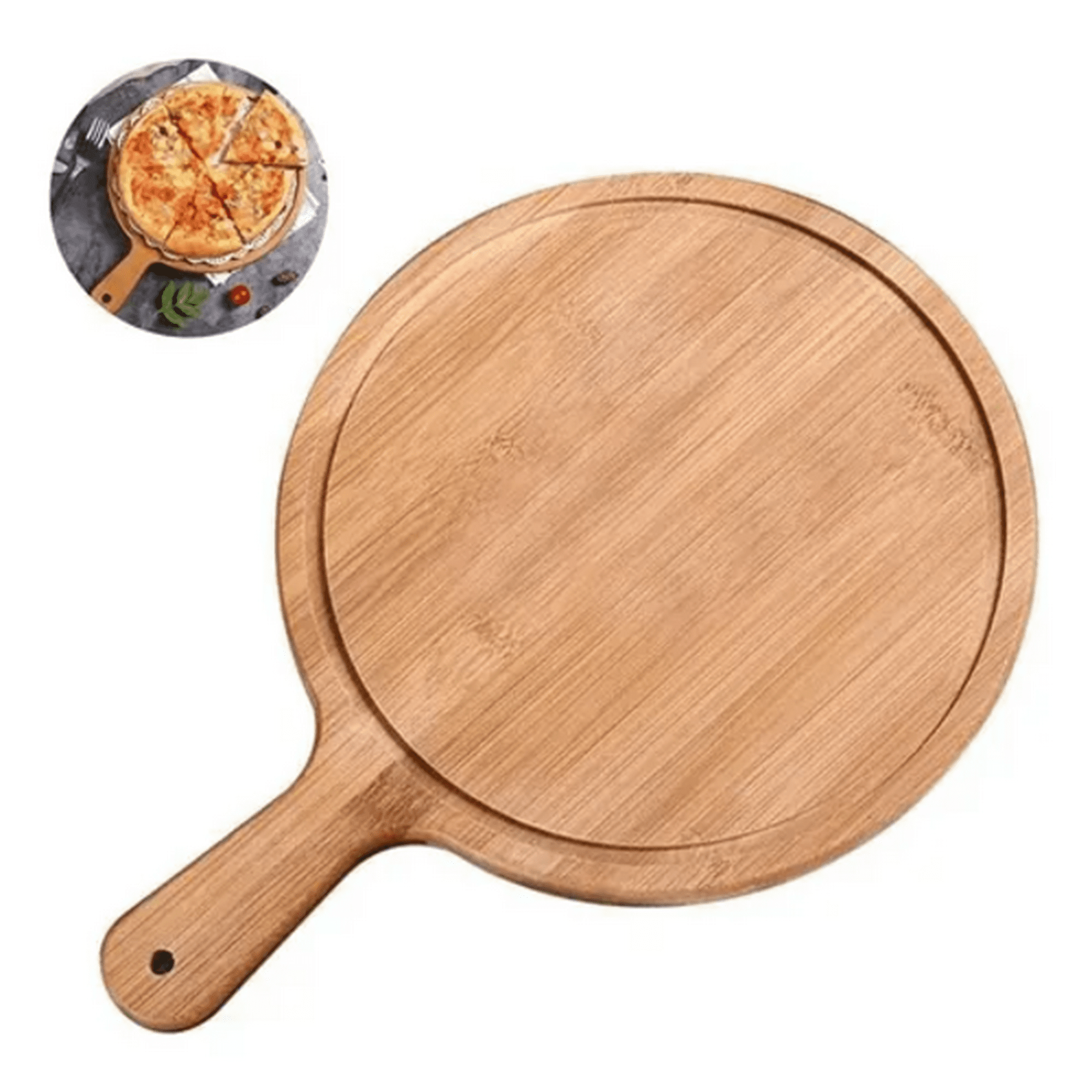 Genérico - Plato De Madera Para Pizza Alimentos 30 Cm Tabla Picoteo