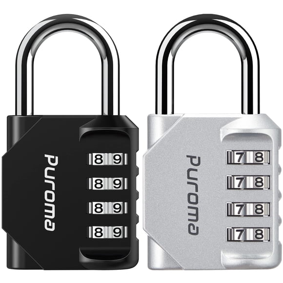 Combination Lock Puroma de 4 dígitos, impermeable para exteriores, paquete de 2