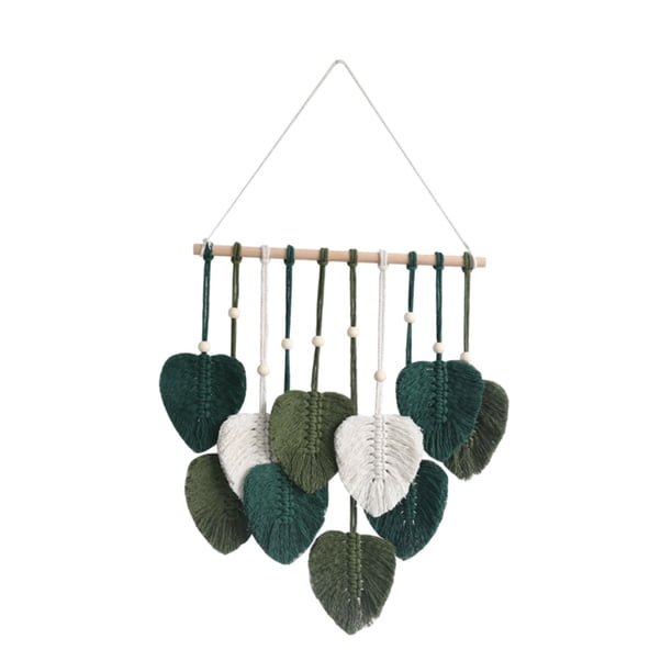 Tapiz Colgante De Pared De Macramé Con Hojas, Elegante, Para Telón De Fondo, Apartamento, Sala De Estar, Verde