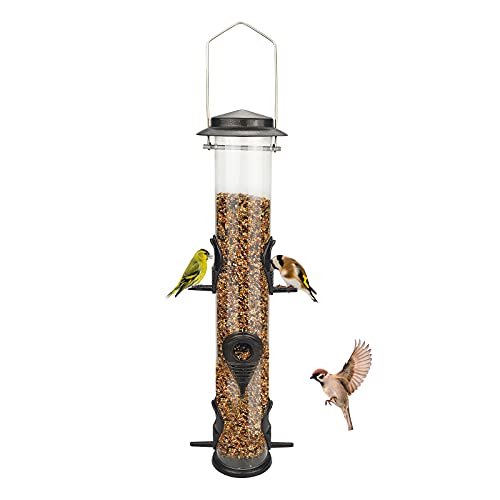 Comedero para pájaros, tubo colgante, alimentador de semillas para pájaros silvestres de aluminio