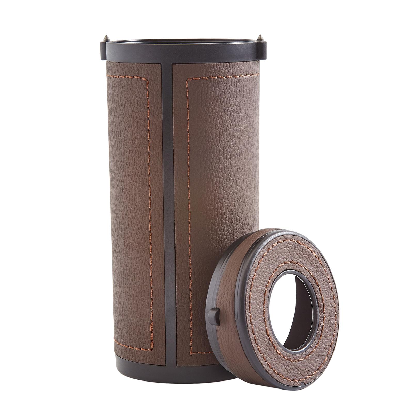 Magideal - Caja De Pañuelos Cilíndrica Hecha De Cuero De Pu, Diámetro 6,7 Cm, Contenedor De Pañuelos Para Portavasos De Automóvil, Porta Pañuelos, Seguridad, Ven Marrón