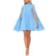 thumbnail image 1 of INSPIRE CHIC Vestido de Mujer de Gasa con Capa, Vestido con Mangas de Capa Fluidas, Vestido Plisado Azul 2XL, 1 of 6