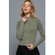 thumbnail image 2 of Saronite Chaqueta Tipo Suéter de Manga Larga, Color Liso, de Rayón, con Cuello Redondo, Cierre Abierta en Dos Direcciones, en Verde Oliva Claro (para Mujer), 2 of 5