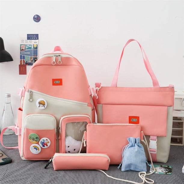 5 Set Backpack For Teenger Girl Student Bag Female High Capacity Backpack Cute BookBags Water Proof School Bags For Woman 2022