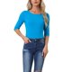 thumbnail image 2 of INSPIRE CHIC Camisetas de Mujer Mangas al Codo Cuello Barco Ajuste Ceñido Casual Camiseta Azul Lago M, 2 of 6