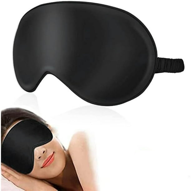 Máscara Para Dormir, Máscara Para Dormir De Seda Suave Y Cómoda Con Correa Ajustable, Máscara Para Dormir Para Viajar En Avión, Máscara Para Dormir En La Oficina (negro)