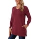 thumbnail image 4 of INSPIRE CHIC Suéter de Mujer para Otoño Invierno Cuello en V Manga Larga Suéter Oversize con Bolsillos Suelto Grueso Túnica Jersey Talla L Rojo Vino, 4 of 6