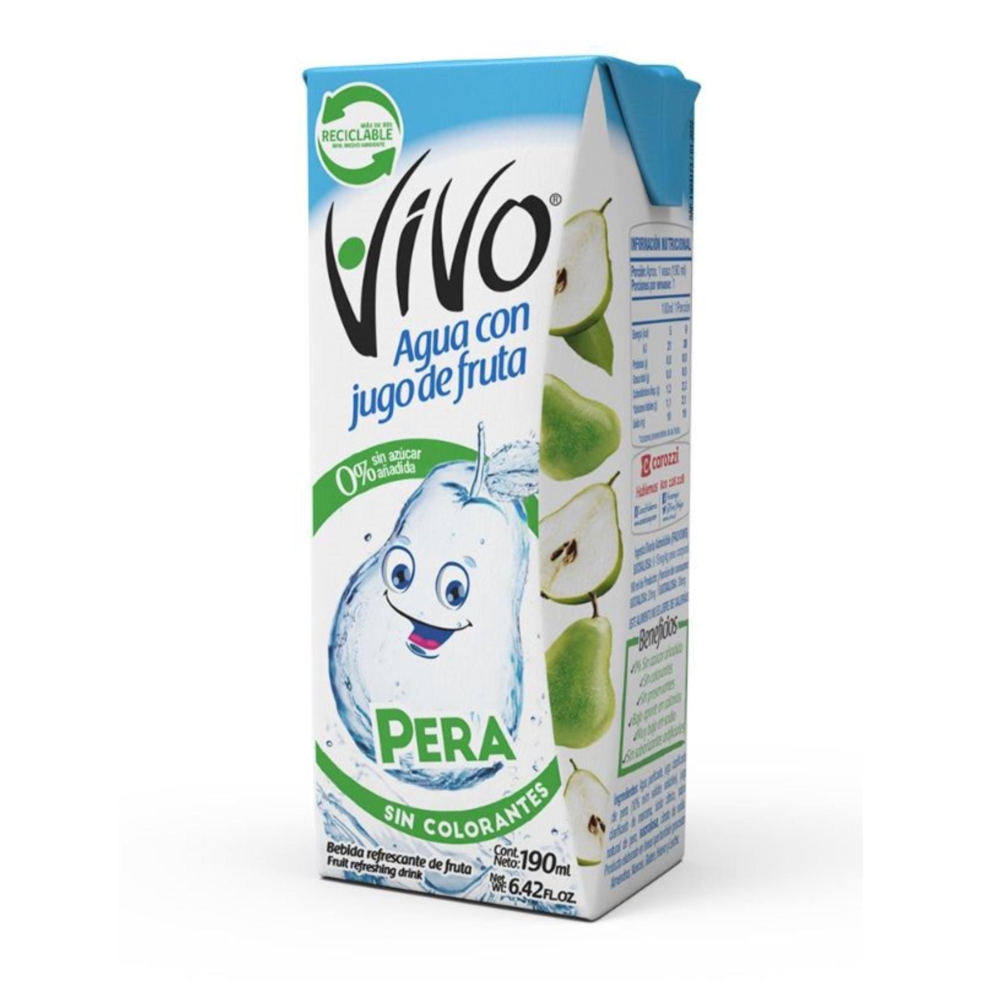Agua Saborizada Pera Caja 190 ml Vivo