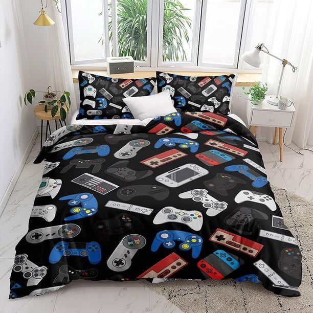 Game Playstation Gamer Quilt Duvet Cover Set Kids Soft Bedroom Decor 3-Piece Bedding Set