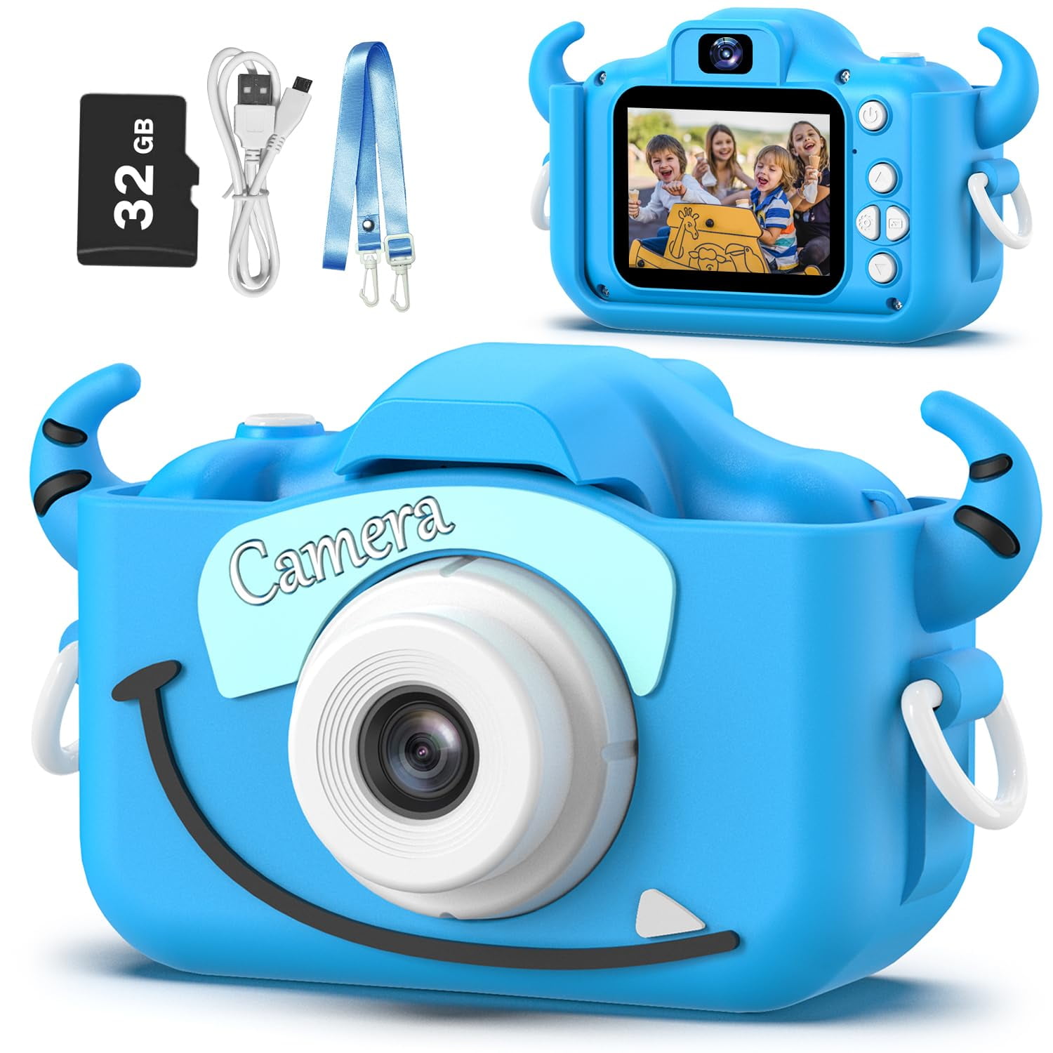 Cámara Goopow Para Niños De 3 A 8 Años Con Tarjeta Sd De 32 Gb, 12 Mp, 1080p Hd