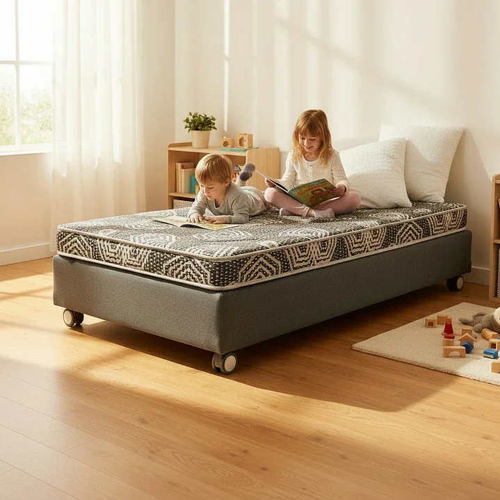 Bloccare - Cama 1.5 Plaza Box 30 Cm L180 Cm + Colchon Modelo Ideal - Rueda Divan