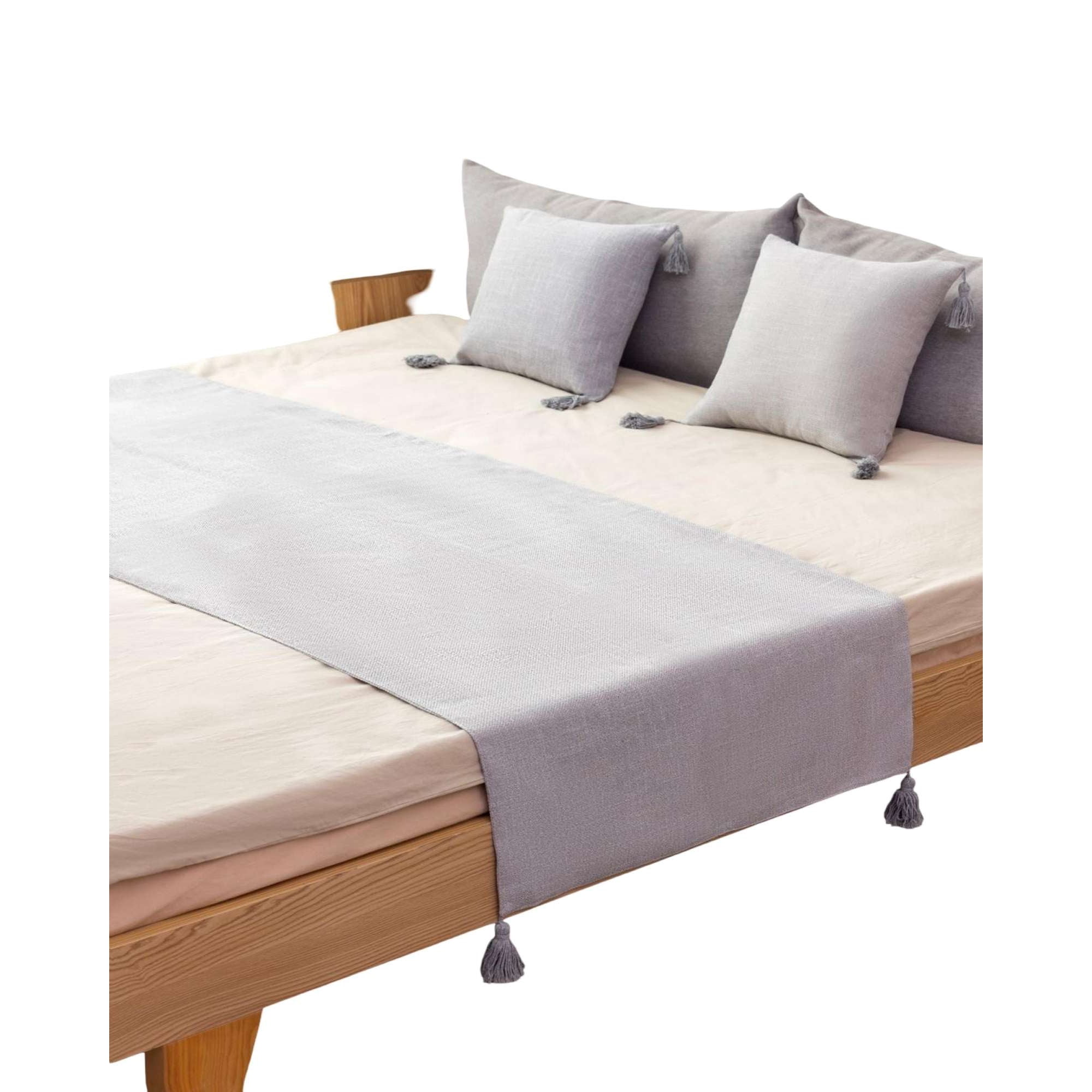 Imac Hogar - Piecera Mas 2 Fundas Con Pompones Gris