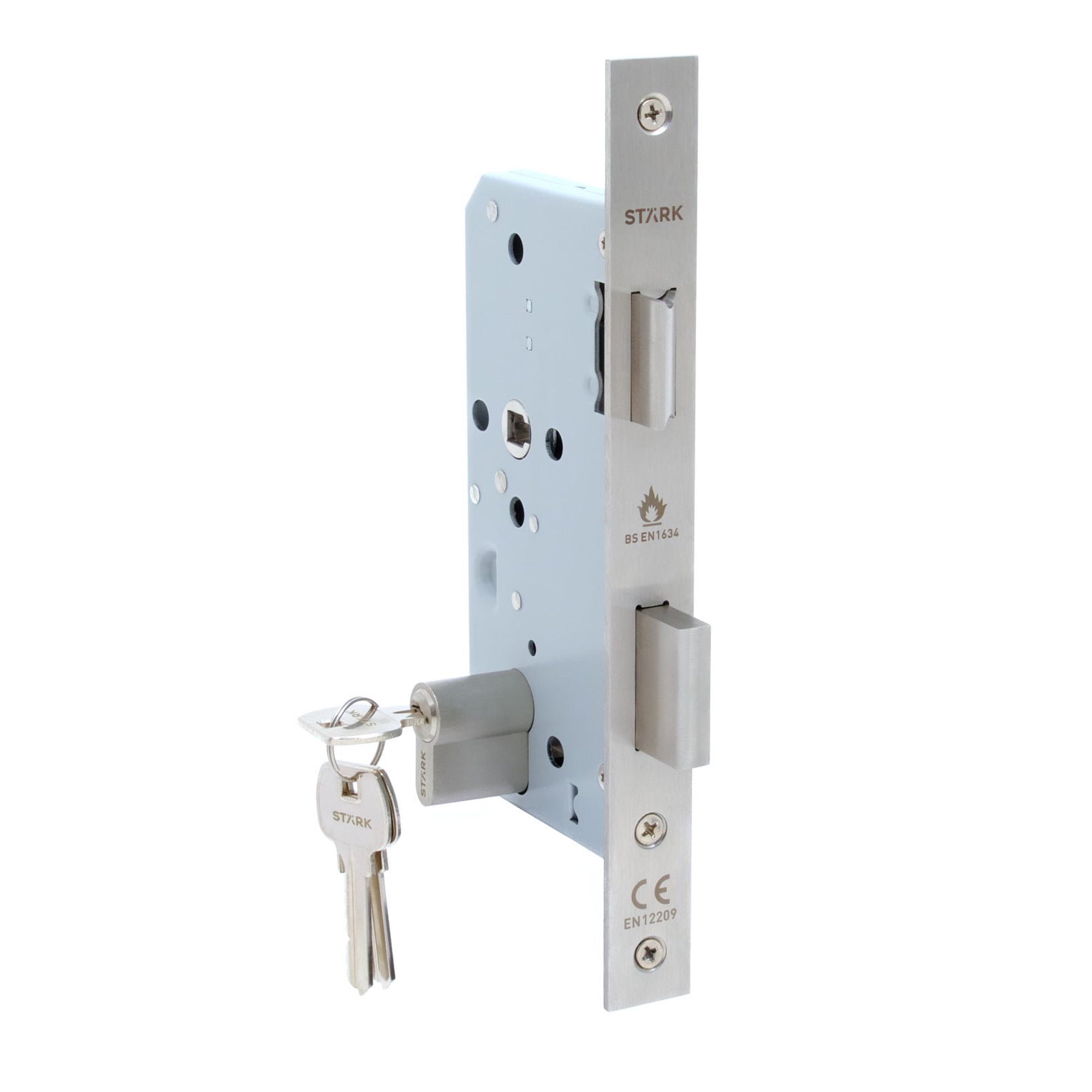 Stark Design - Cerradura De Embutir Puerta Acceso Principal, Cilindro Ambos Lados. Resistente Al Fuego (260 Min). (acero Inoxidable 304). Sku: Sde200-ai.f.cl70