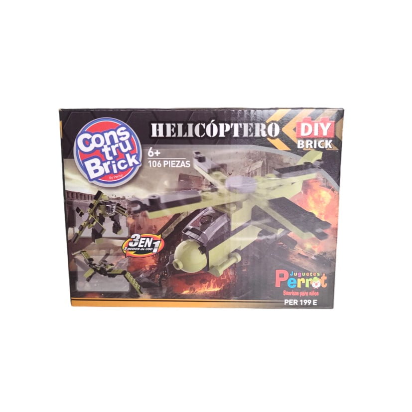 Juguetes Perrot - Juguete Construbrick Helicóptero 3 En 1 106 Pzas