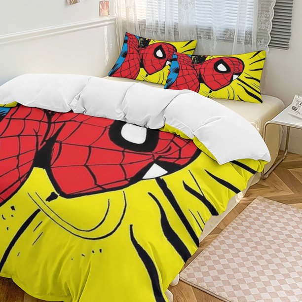 Spider-Man 3-Piece Twin Bed Set - Includes 1 Single Quilt And 2 Pillow Cases Bedding - Fade Resistant Microfiber - Spider