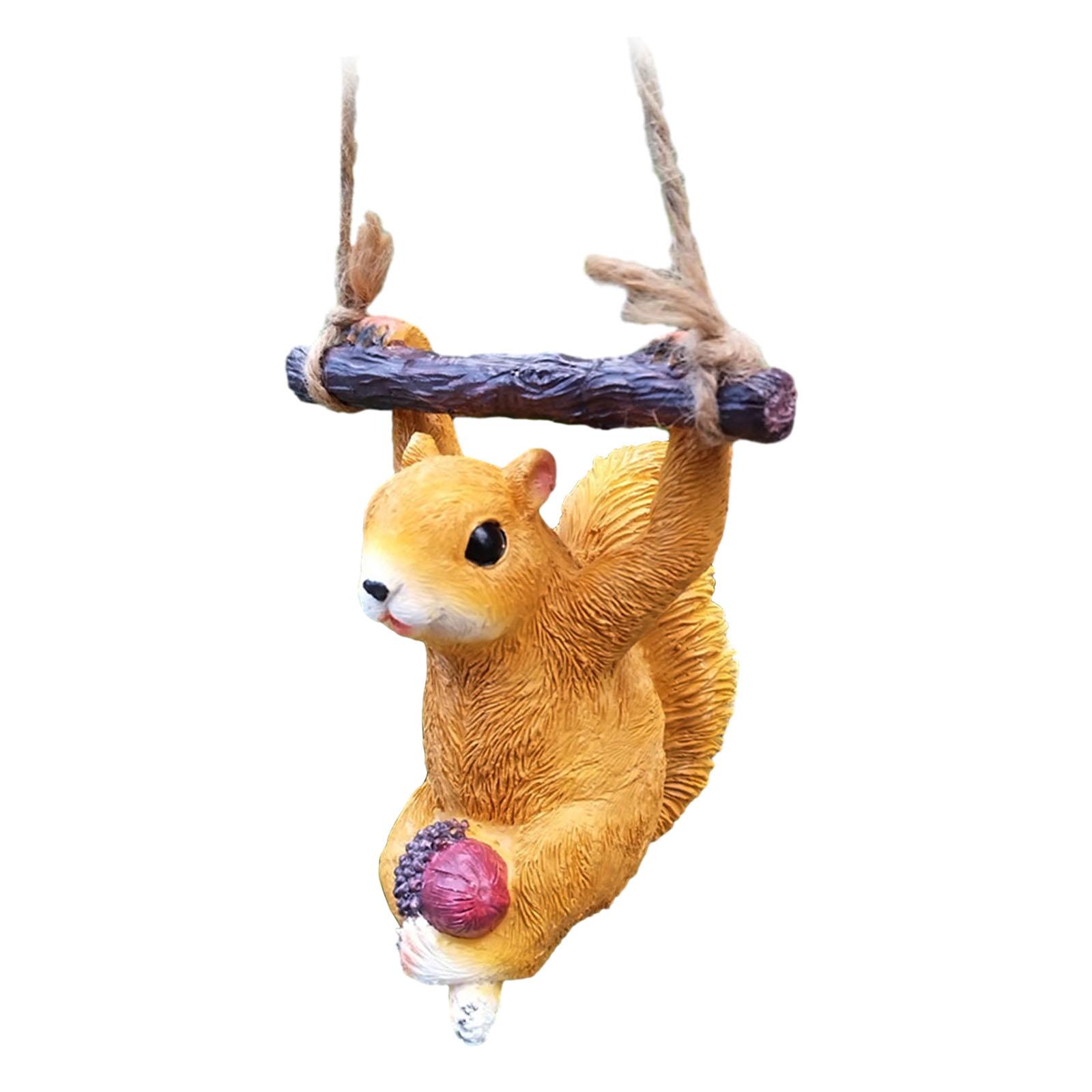 Ioensy - Escultura De Ardilla Colgante De Resina, Estatua De Ardilla De Jardín Para Patio, Oficina Y Hogar