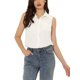 thumbnail image 1 of INSPIRE CHIC Edición Camisa de Mujer sin Mangas con Cuello en V y Solapa Abotonada Túnica de Mezclilla Chambray Talla M Blanca, 1 of 6