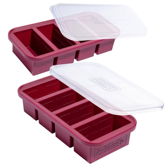 Bandeja para congelador Souper Cubes, 250 ml, silicona con tapa, paquete de 2 unidades, arándanos