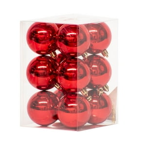 Wakeshome - Pack 12 Esferas Navidad Bambalinas 6Cm Adornos Para Arbolito Rojo