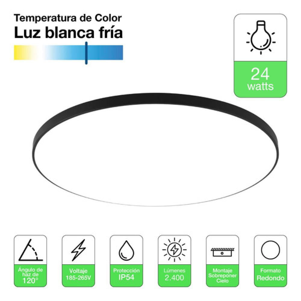 Foco Led Plafon Sobrepuesto Itd Redondo 24w Luz Blanca