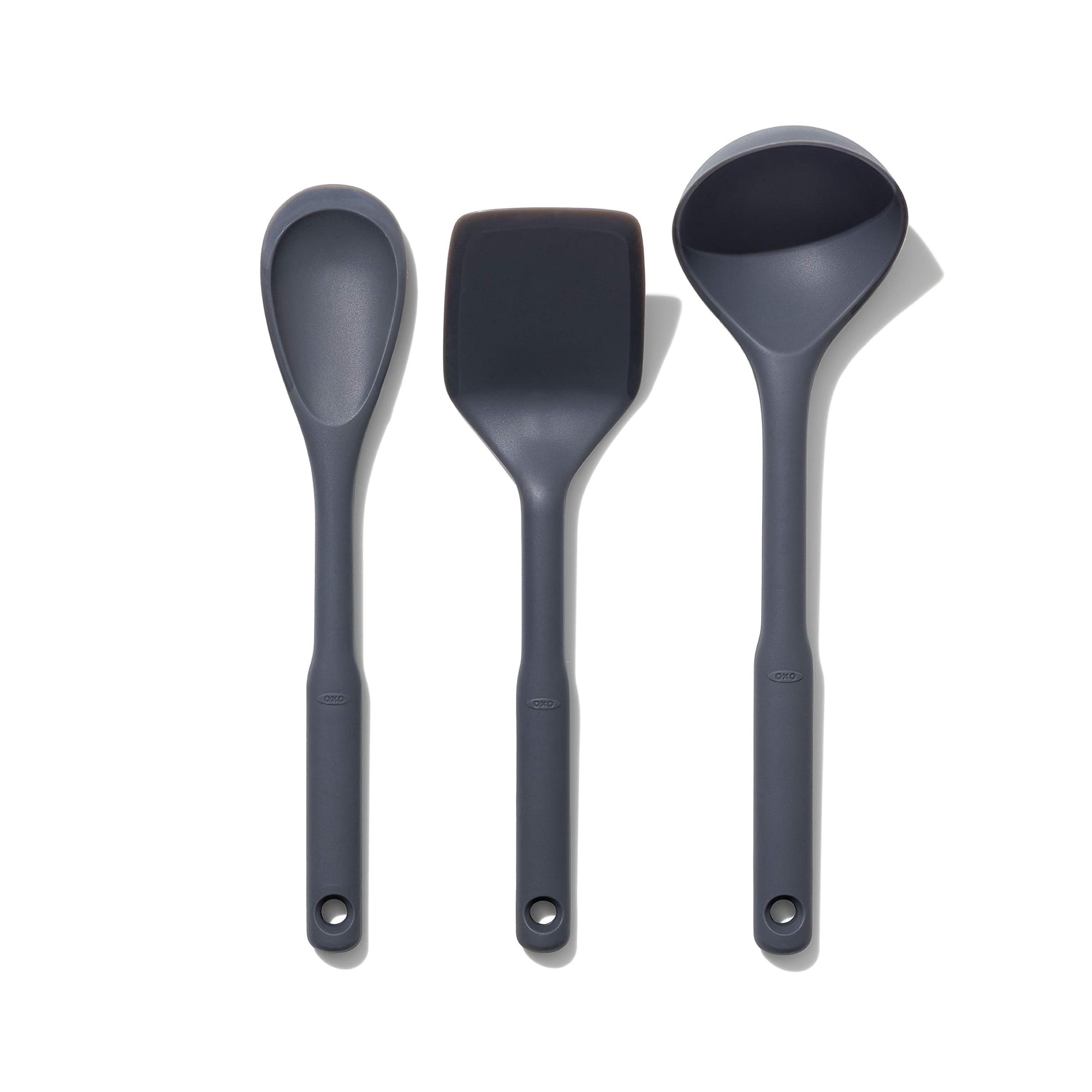 Juego De Utensilios Oxo Good Grips De Silicona De 3 Piezas, Color Gris