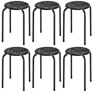 Taburetes Stack Costway Steel Para Niños, Paquete De 6, 45 Cm De Altura, Color Negro