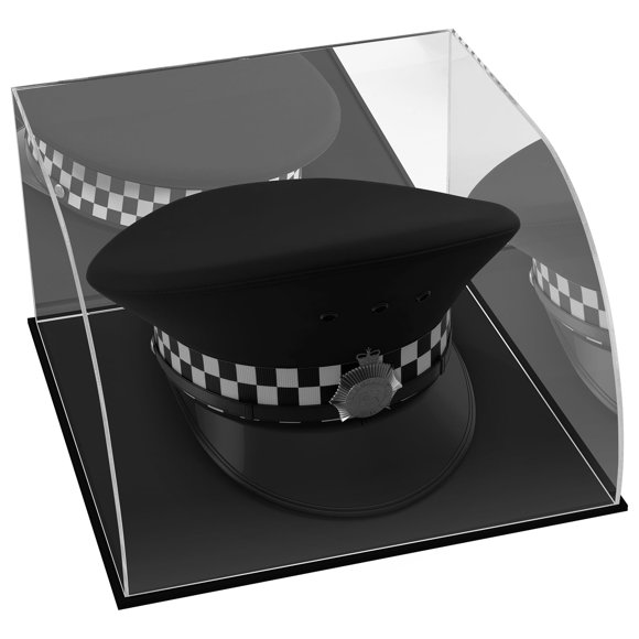 Expositor de Gorras AZM Displays con Base de Acrílico y Respaldo de Espejo