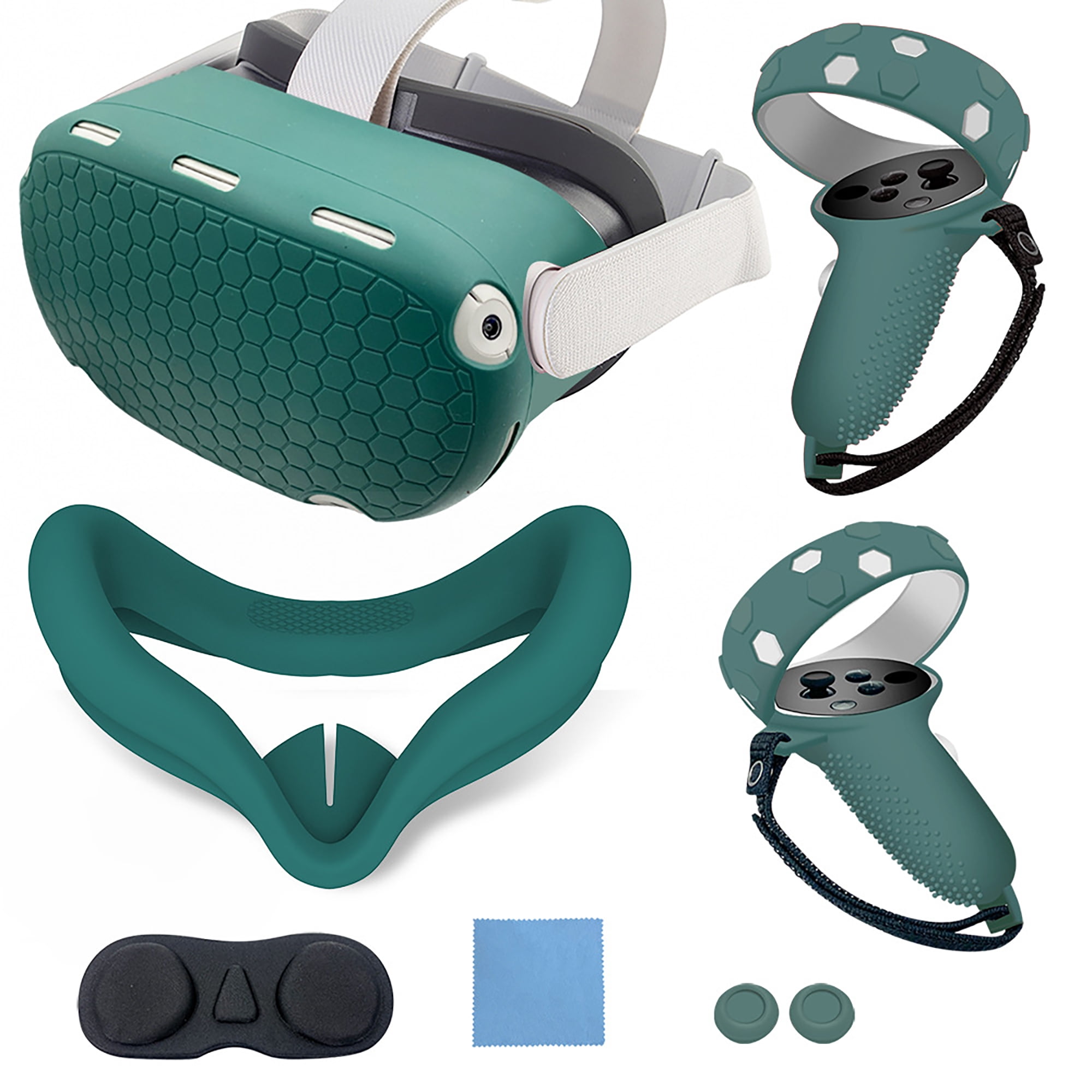 Genérico - Juego De Fundas De Silicona Para Quest 2, Funda Protectora De Vr Que Incluye Funda Frontal Y Funda De Agarre Para Controladores, Funda Para La Cara, Funda Protectora De Lentes