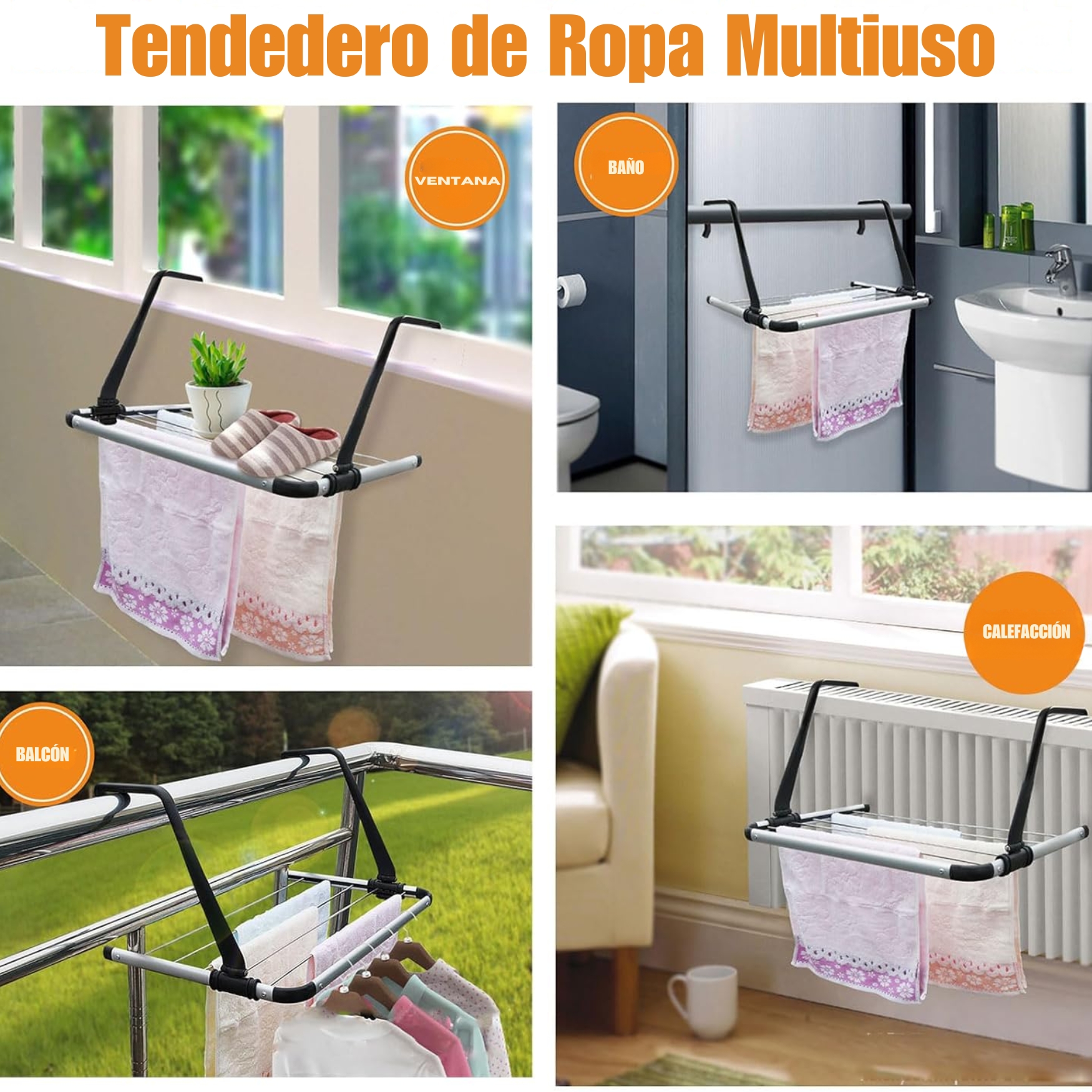 Movi - Tendedero Plegable Multiuso Balcón Muro Ventana