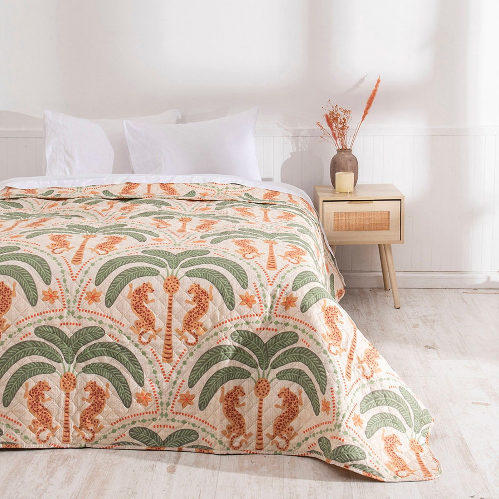 Mashini - Quilt Castilla Estampada King Palmeras