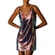 thumbnail image 5 of INSPIRE CHIC Vestido de Mujer Brillante de Lentejuelas con Escote en V y Tirantes Ajustables Vestido de Fiesta Mini Sirena XS, 5 of 7