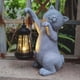 thumbnail image 4 of Estatua solar de gato para jardín Qobumy de resina 17x13x25 cm, 4 of 7