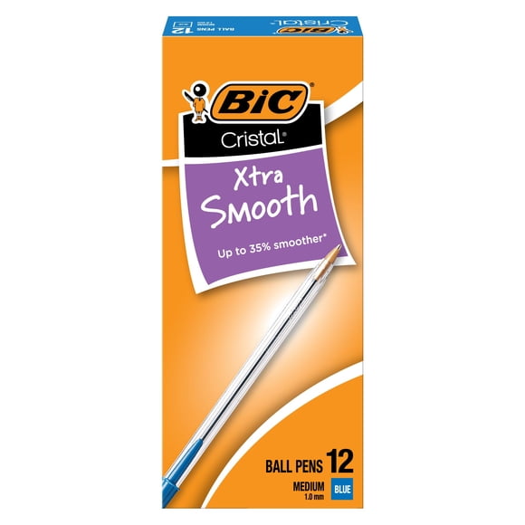 Bolígrafos BIC de punta media 1.0 mm azul, paquete de 12