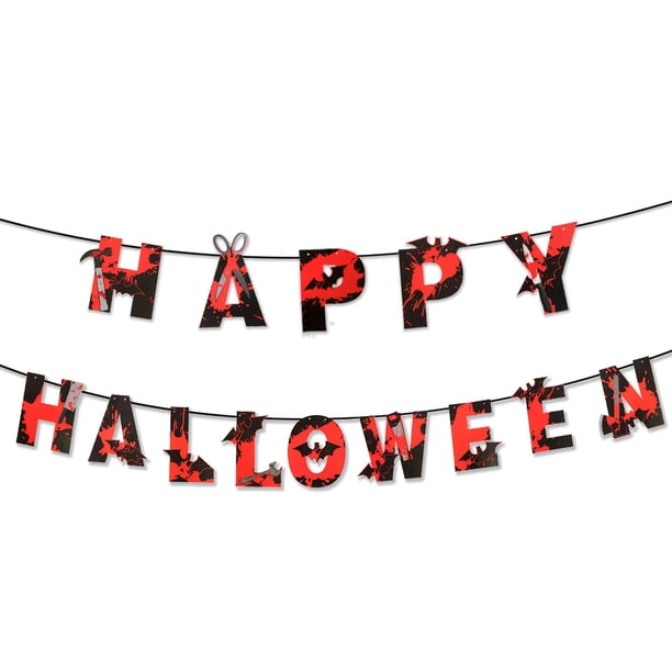 1pc, Happy Halloween Banner, Paper Horror Decoration Blood Hands And Feet For Halloween Party Decorations