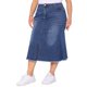 thumbnail image 1 of Falda de mezclilla midi casual con bolsillos y abertura frontal, talle alto vintage, dobladillo sin rematar, estilo sirena, para mujer de talla grande Agnes Orinda, talla 3X, azul, 1 of 9