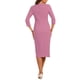 thumbnail image 3 of INSPIRE CHIC Vestido de Tubo para Mujer Cuello Barco Mangas 3/4 Dobladillo con Abertura Vestidos Midi para el Trabajo Rosa Suave L, 3 of 6