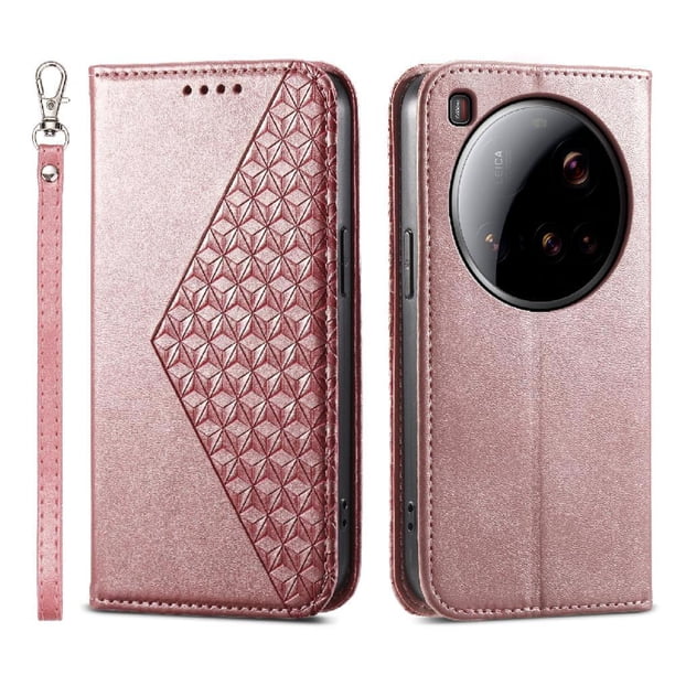 Funda Flip FOXDOCK para Xiaomi 15 Ultra , Estilo Billetera con Diseño Rombo, Correa de Mano y Soporte, Uso Diario