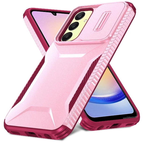 Funda Resistente para Samsung Galaxy A25 5G con Tapa Deslizante y Protección Militar Rosa